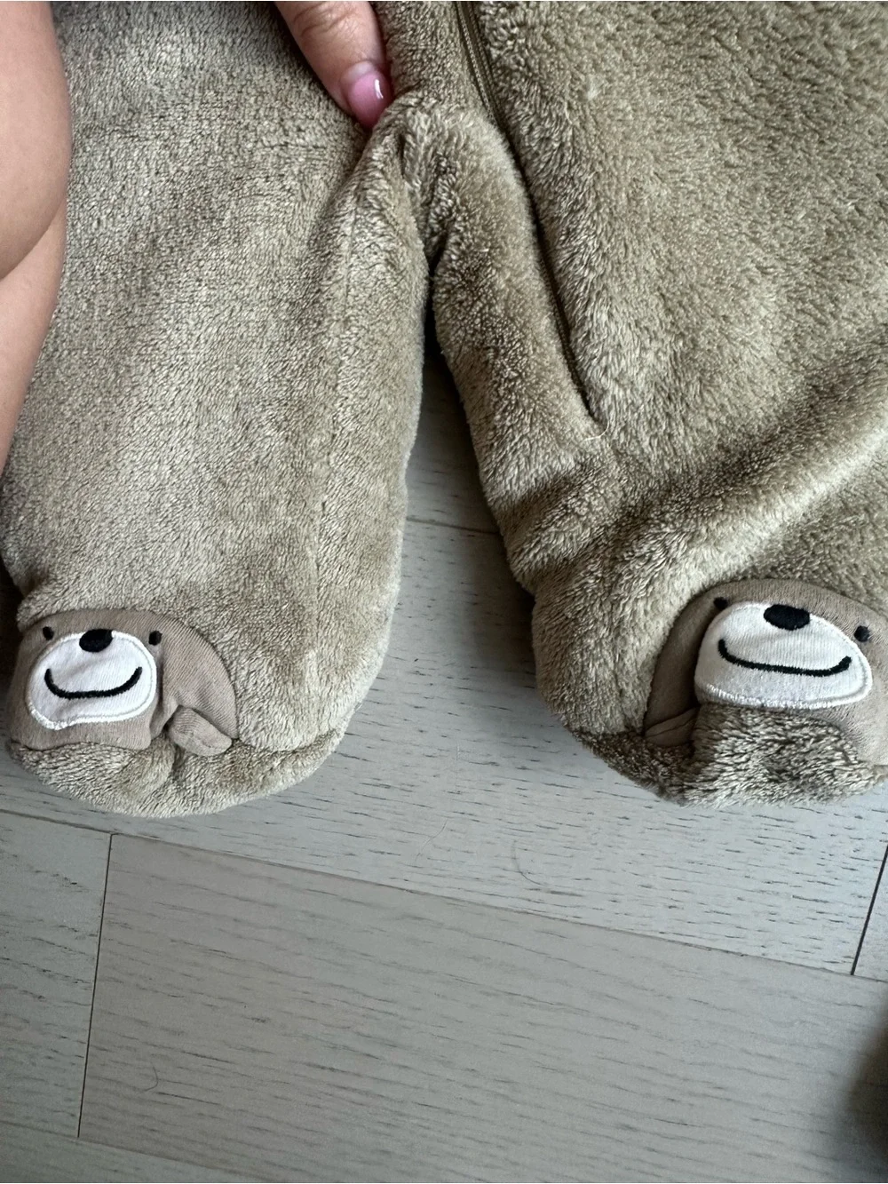 Little Wonders Beige Plush Bear Hooded One-Piece
